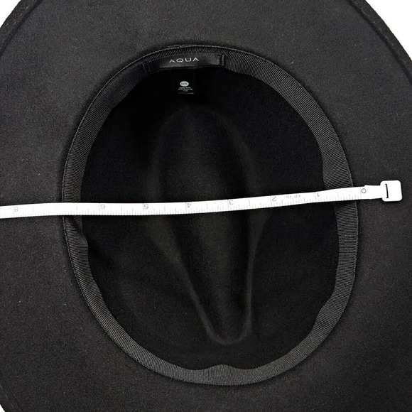 Aqua Women's Black Wool Fedora Hat with Black Ribbon Band O/S (MSRP $88) - Picture 5 of 7